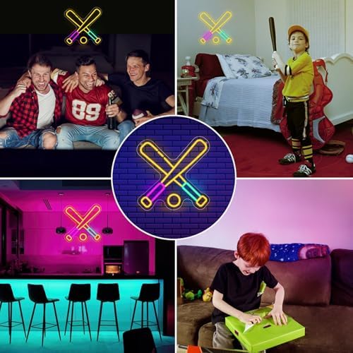 wootfairy LED Lights Wall Decor 13.78 * 13.78in Dimmable Baseball Neon Sign - Image 7