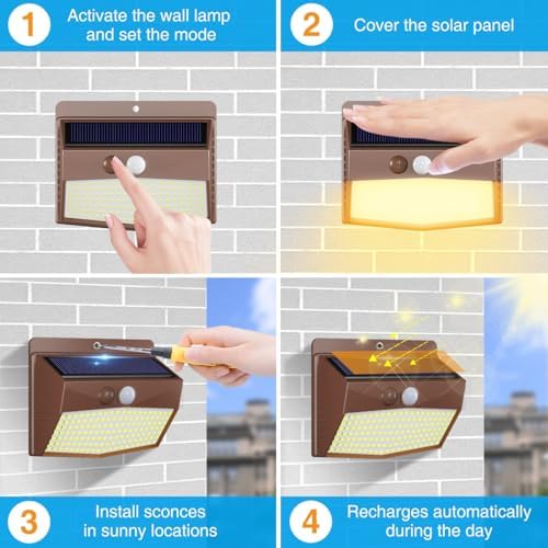 Peasur 12 Pack Solar Motion Sensor Lights Outdoor Waterproof - Image 5