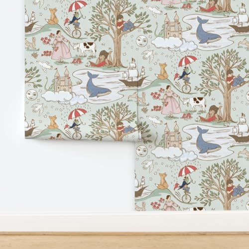 Spoonflower Whimsical Fairytale Peel and Stick Wallpaper - Image 4