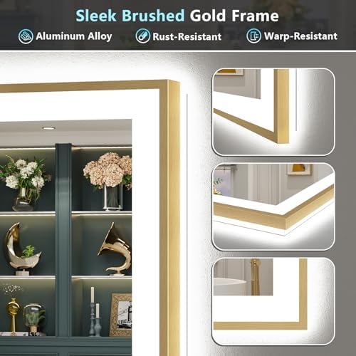 50x30 Gold LED Bathroom Mirror - Image 6