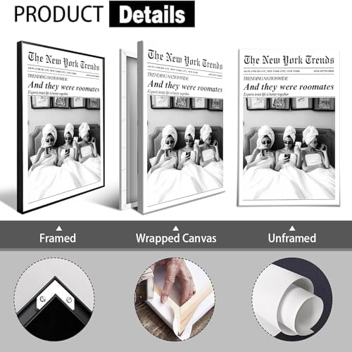 Vintage Black And White Newspaper Canvas Wall Art Trendy And They Were - Image 2