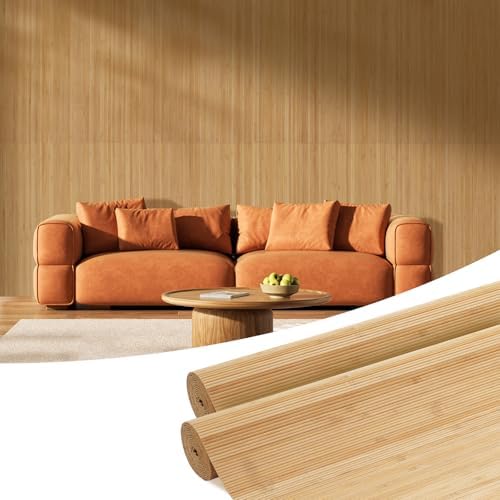 OUZUGIE 2 Pack 96x48 Inch Natural Bamboo Wall Panel by OUZUGIE