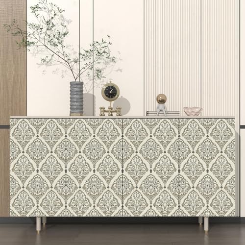 Laatse Vintage Khaki Floral Botanical Symmetrical Wallpaper 17.5" x 393" - Image 2