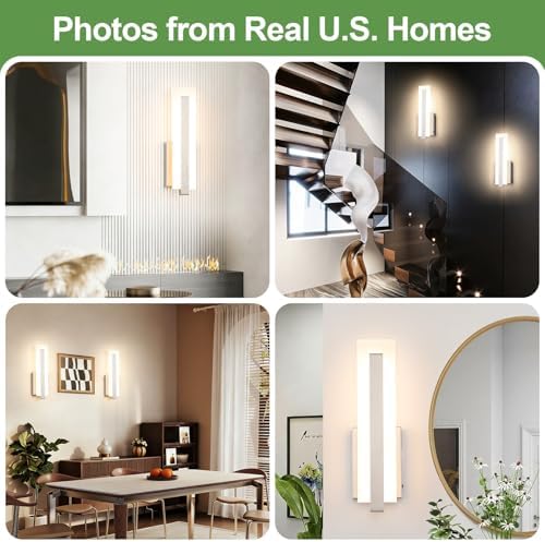 Tipace Hardwired Brushed Nickel Modern LED Wall Sconces Indoor Wall Lights - Image 4