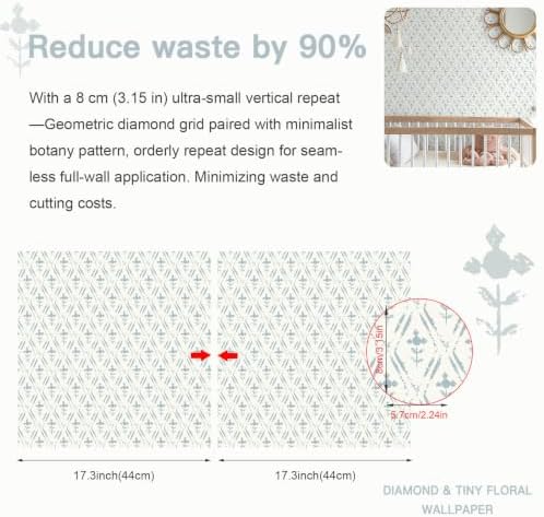 Heroad Blue Peel and Stick Wallpaper Farmhouse Floral Wall Paper Rustic Cottage - Image 2