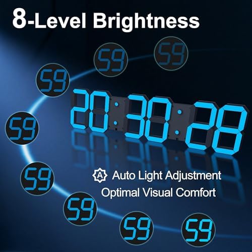 CHKOSDA 27" Large Digital Wall Clock, 3D LED Wall Clock - Image 3