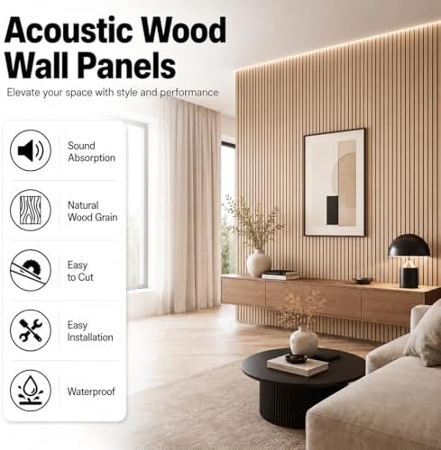 Wood Wall Panel 4 Pack 93.3"x11.8", Wood Acoustic Wall Panels - Image 3