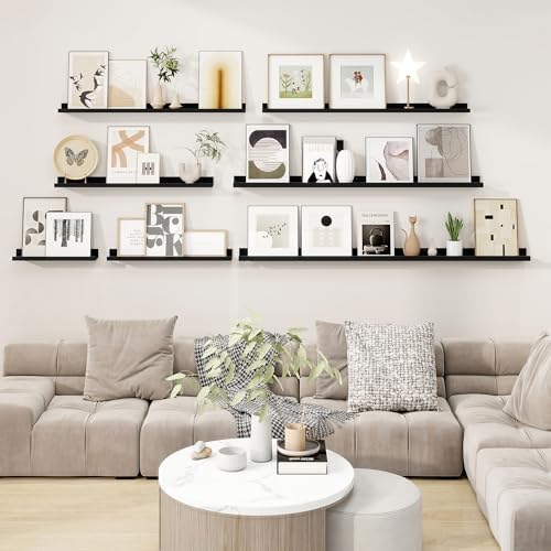 RICHFOCUS Picture Ledge Shelf, 40 inch Floating Shelves Set of 2, Wood Wall - Image 2