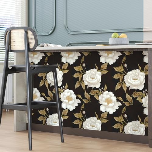 BOKEBEVE Leaf Wallpaper Peel and Stick Vintage Black Brown 17.5 x 118In - Image 5