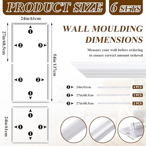 Pangda 6set Peel and Stick Wall Molding Kit 3D Premade - Image 2