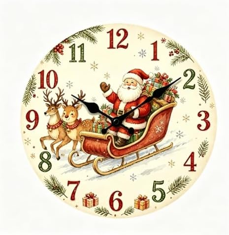 Maxspace 12-inch Christmas Wall Clock, Silent Non-Ticking Decorative Round Clock by Maxspace