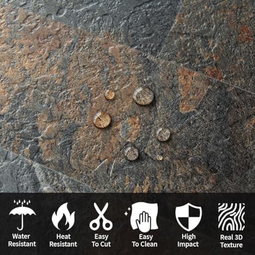 AULIGET 40-Piece Rust Slate Peel and Stick Backsplash Wall Tiles, Laundry Room - Image 4