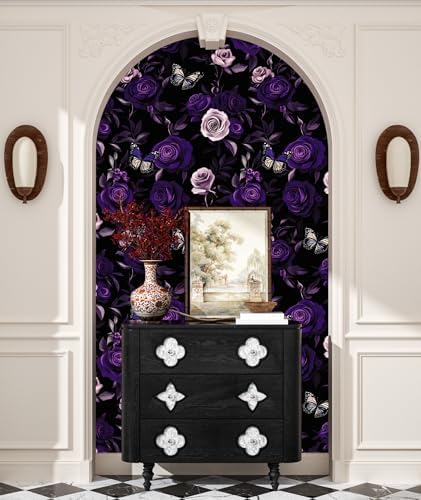 Purple Vintage Floral Peel and Stick Wallpaper 17.5" x 393" - Image 6