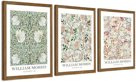William Morris Classic Wall Art Green Pink And White Floral Picture 12x16in by InspiredHuesCanvasWallArt