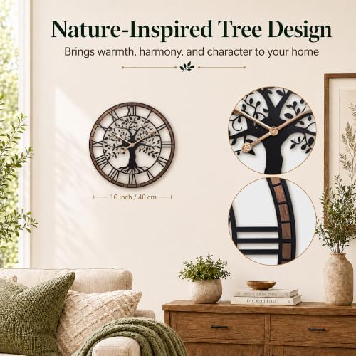 16 Inch Roman Numerals Tree Wall Clock - Image 2
