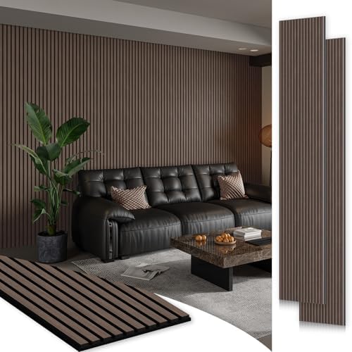 SMARTSTANDARD 2 Pack 106" x 12.6" Wood Slat Wall Panels, Dark Walnut by SMARTSTANDARD