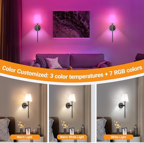 Nekhung Battery Operated Wall Sconce, Peel and Stick Sconces Set of 2 - Image 5