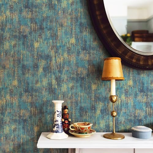 HueBurst 17.3"x 120" Blue Vintage Metallic Wallpaper Peel and Stick - Image 3