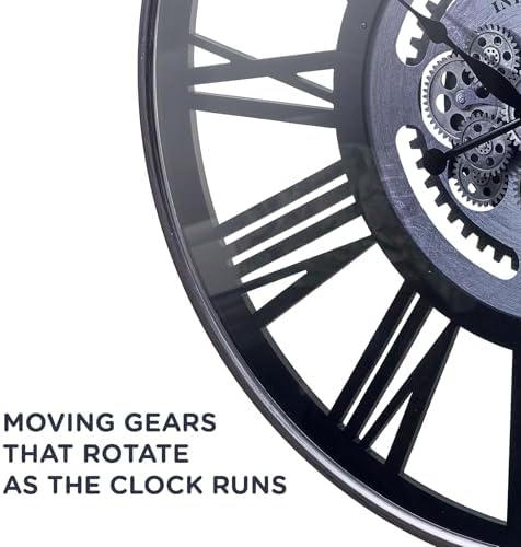 32 Inch Large Wall Clock with Exposed Gears, Silent Roman Numeral - Image 4