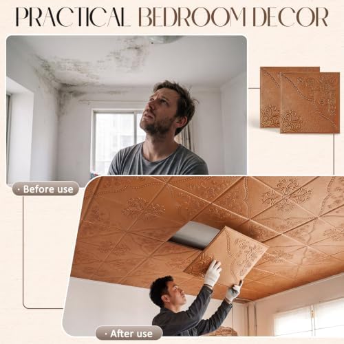 Nuanchu 40 Pcs 13.8 x 13.8 Inch Ceiling Tiles Peel and Stick - Image 4