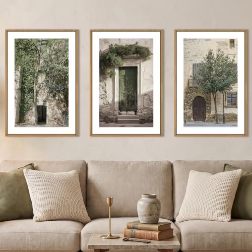 HOURIA Vintage Italy City Landscape Framed Canvas Wall Art Set-16"x24"x3 by HOURIA