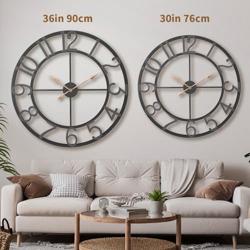 Pytha Sight 36 Inch Black Metal Arabic Numeral Extra Large Giant Wall Clock - Image 2