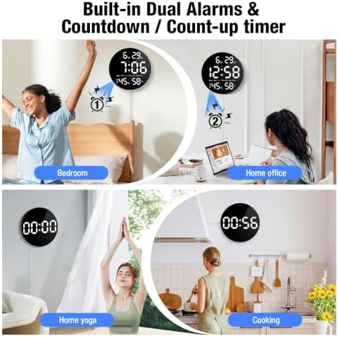 10 Inch Large Digital Wall Clock, LED Round Electric Clocks - Image 6