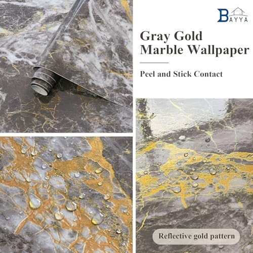 BAYYA Countertop Covers Peel Stick Wallpaper Glossy Marble Contact Paper - Image 6