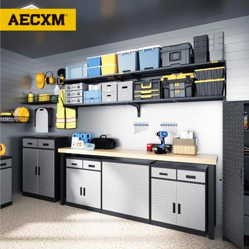 Aecxm 2-Pack 2 Tier 1.3x4ft Garage Shelving Wall Mounted, 520lbs Load - Image 2