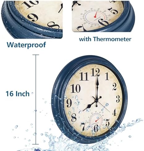 Wall Clock Battery Operated Silent Rustic Wall Clocks Coastal Wall Decor - Image 2