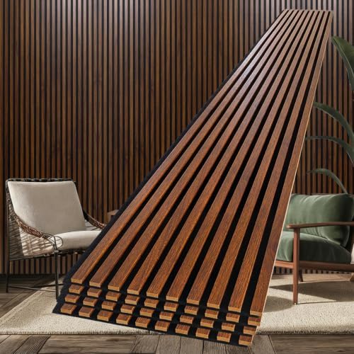 NeatiEase 4 Pack Acoustic Wall Panels, 94.5"x12" Wood Slat Wall Panel by NeatiEase