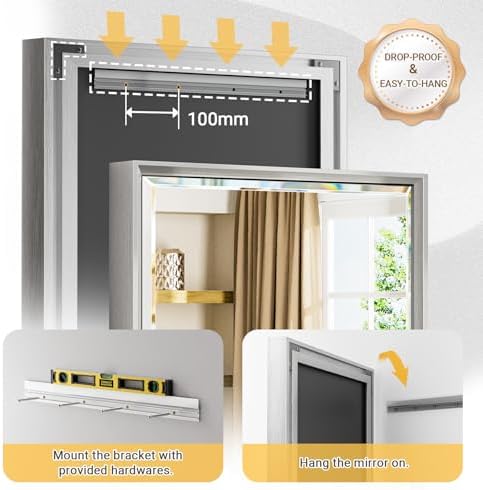36x36’’ Beveled Silver Framed Square Bathroom Mirror - Image 5