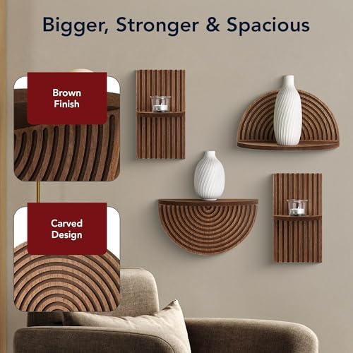American Art Decor Half Circles Meet Right Angles 4-Piece Shelf Set - Image 6