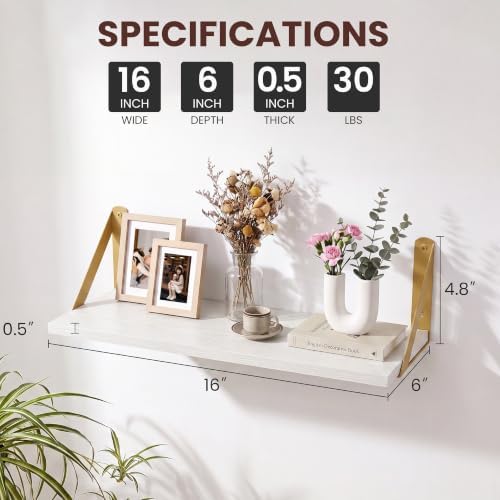 6 Inch Deep Wall Shelves 16 x 6 Set of 2 - Image 3