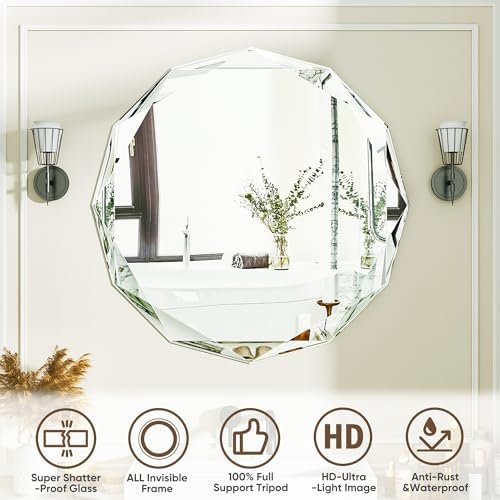 Suidia Bathroom Mirror, Frameless Bathroom Mirror - Image 4
