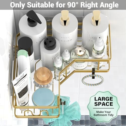 AKTECKE Corner Shower Caddy Bathroom Organizer: Adhesive Shower Rack Bathtub - Image 3
