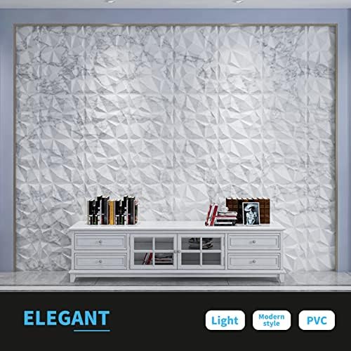 Art3d Textures 3D Wall Panels Glossy White Marble Diamond Design - Image 4