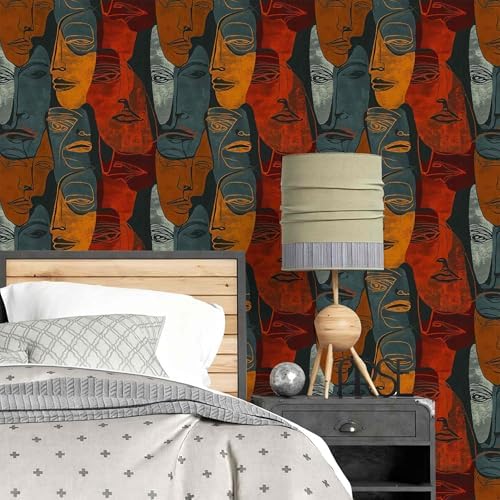 Abstract Face Art Peel and Stick Wallpaper, Modern Bold Portrait Wallpaper - Image 4
