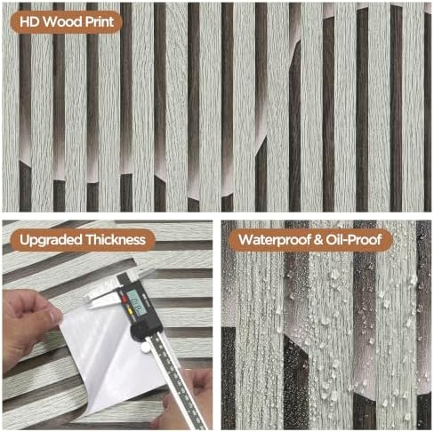 Peel and Stick Wood Slat Wallpaper 17.5" x 300" Self-Adhesive Wood Panel - Image 5