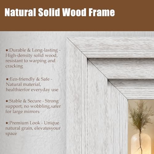 Wood Full Length Mirror 71"x30", Large Solid Wood Frame Floor Mirror - Image 3