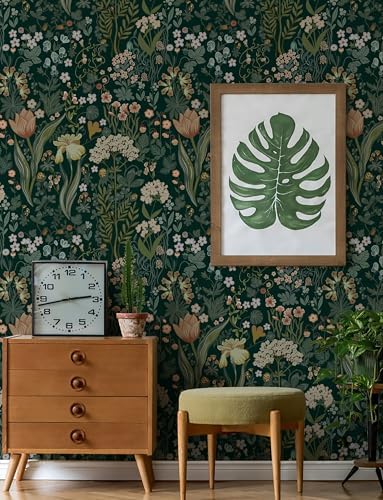 Toduso Peel and Stick Wallpaper Vintage Wall Paper Green Floral Contact Paper - Image 4