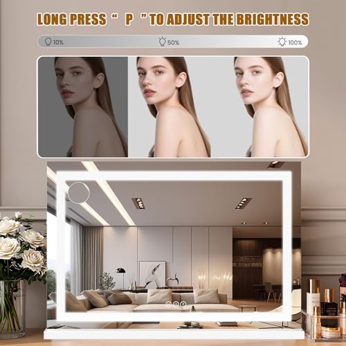 Vanity Mirror with Lights 32"x20", LED Makeup Mirror, 3 Color Lighting Modes - Image 4