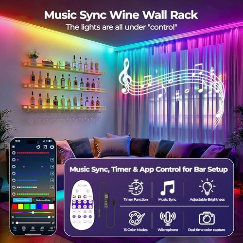 RGB LED Wall Mount Wine Rack - Image 3
