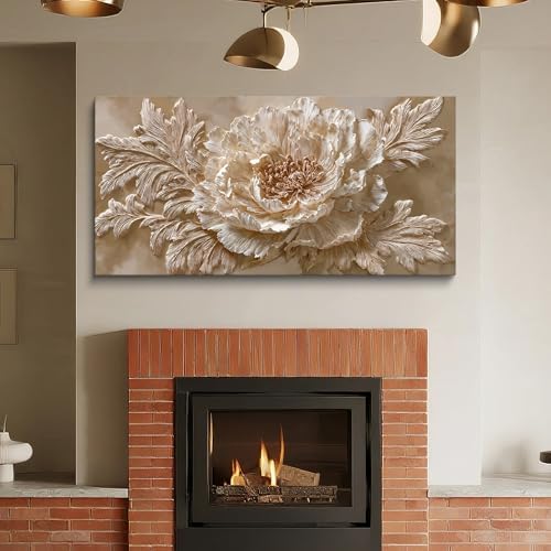 Soft Beige Peony Flower Canvas Wall Art Decor - Image 4