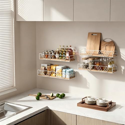 Floating Shelves for Wall, 4 Sets Rustic Shelf - Image 5
