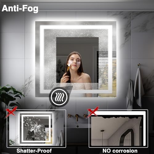 EchosLife 36"x36" Square LED Bathroom Mirror - Image 6