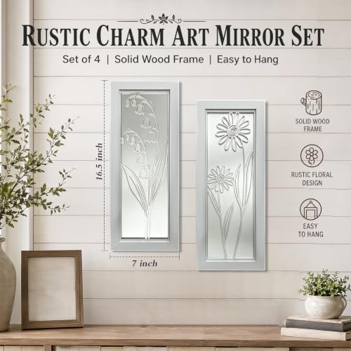 4 Set Farmhouse Mirrors for Wall Decor Living Room Bedroom Bathroom Entryway - Image 2