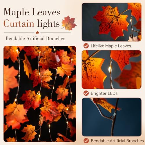 suddus Curtain Lights, Fall Garland - Image 4