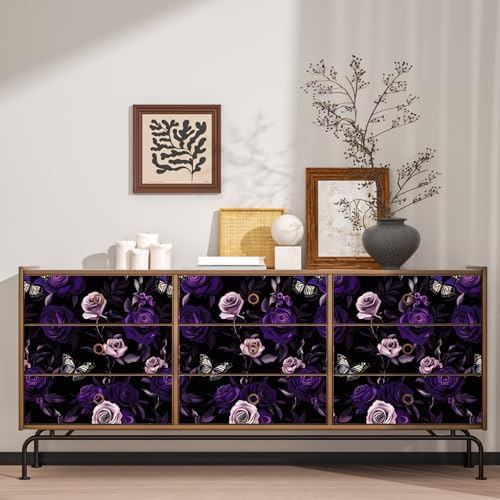 Purple Vintage Floral Peel and Stick Wallpaper 17.5" x 393" - Image 5