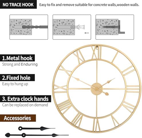 1st owned Large Wall Clock for Living Room Decor Silent Non-Ticking Decorative - Image 6